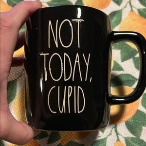 Rae Dunn NOT TODAY, CUPID Black Pink LARGE Mug New